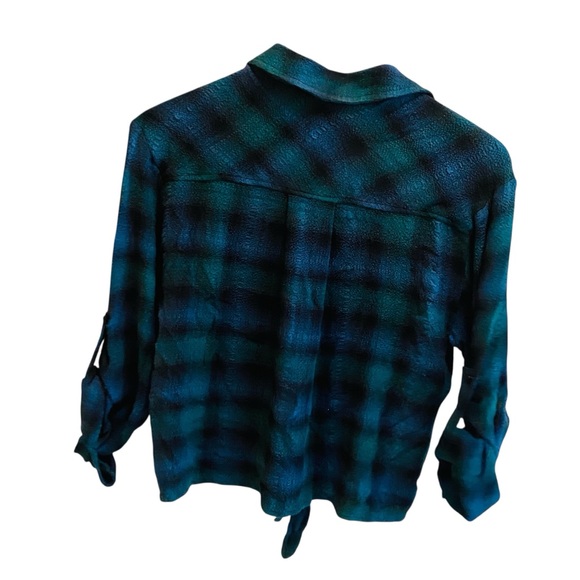 Cloth & Stone Sapphire Plaid Tie Front Button Down Shirt - Picture 4 of 8